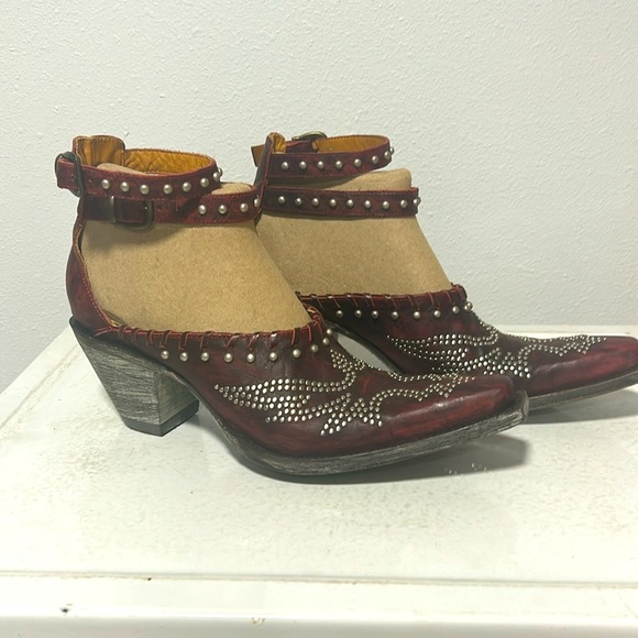 NEW Old Gringo Evangelina ruby red strappy cowboy boot shoe booties shooties 9B - Picture 4 of 13